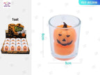 Vela de Calabaza Sonriente en Vaso