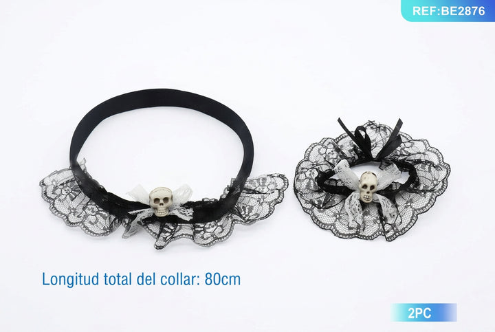 Collar y Pulsera de Calavera Halloween (2 Uds.)