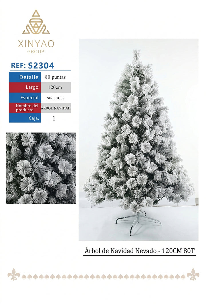 Arbol Navidad Nevado 120cm 80T