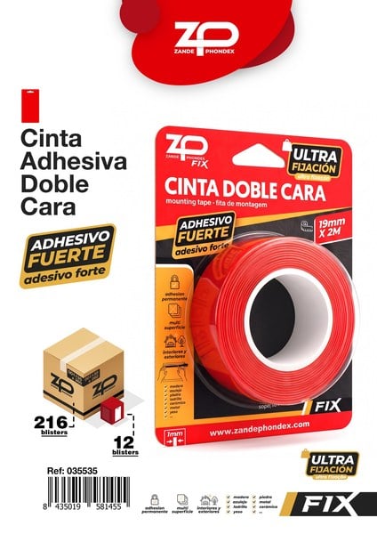 CINTA DOBLE CARA EXTRA FUERTE 19MM X 2M