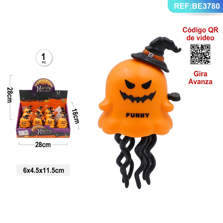 Calabaza Giratoria con Resorte de Halloween