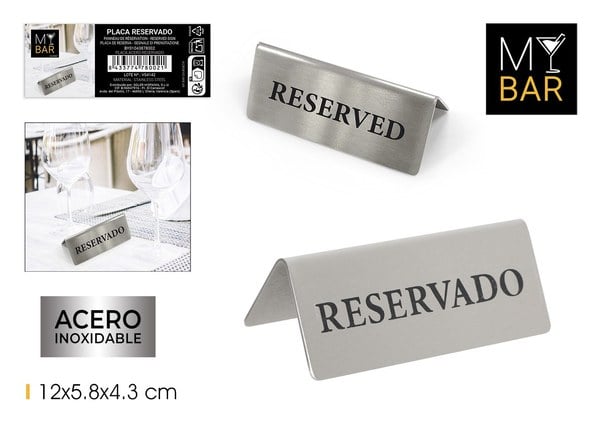 PLACA ACERO RESERVADO MY BAR