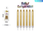 Velas Doradas 7 Piezas para Cumpleaños