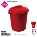 Cubo Basura Redondo Nº2 21L Asas Metal Rojo