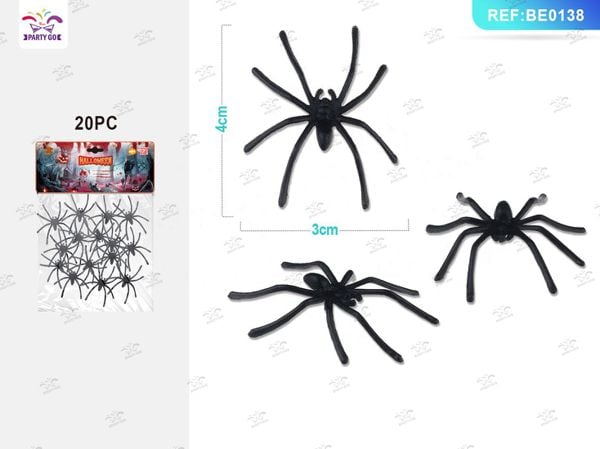 Decoración Halloween Arañas Negras 20 Piezas