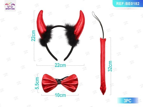 Set de Accesorios Halloween: Lazo, Diadema y Cola