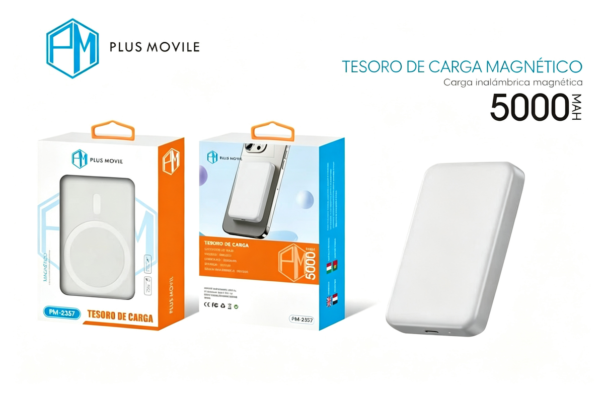 Batería Portátil Magnética Plus Movile 5000mAh | Carga Inalámbrica Magnética