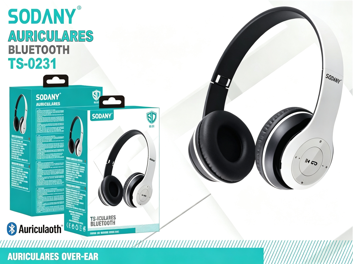Auriculares Bluetooth SODANY TS-0230 | Inalámbricos Over-Ear | Negro
