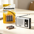 Radio Portátil SANDA + Pack Pilas AAA Panasonic, Radio Mini para Hogar y Exterior
