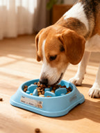 Bol de alimentación lenta azul para mascotas
