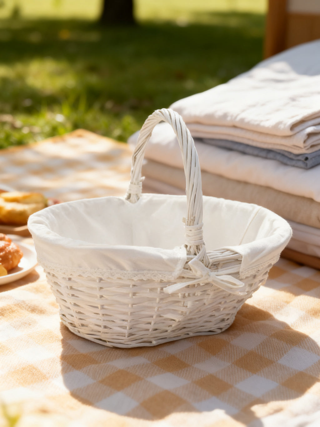 Cesta Mimbre Oval con Asa 38x30x17 cm