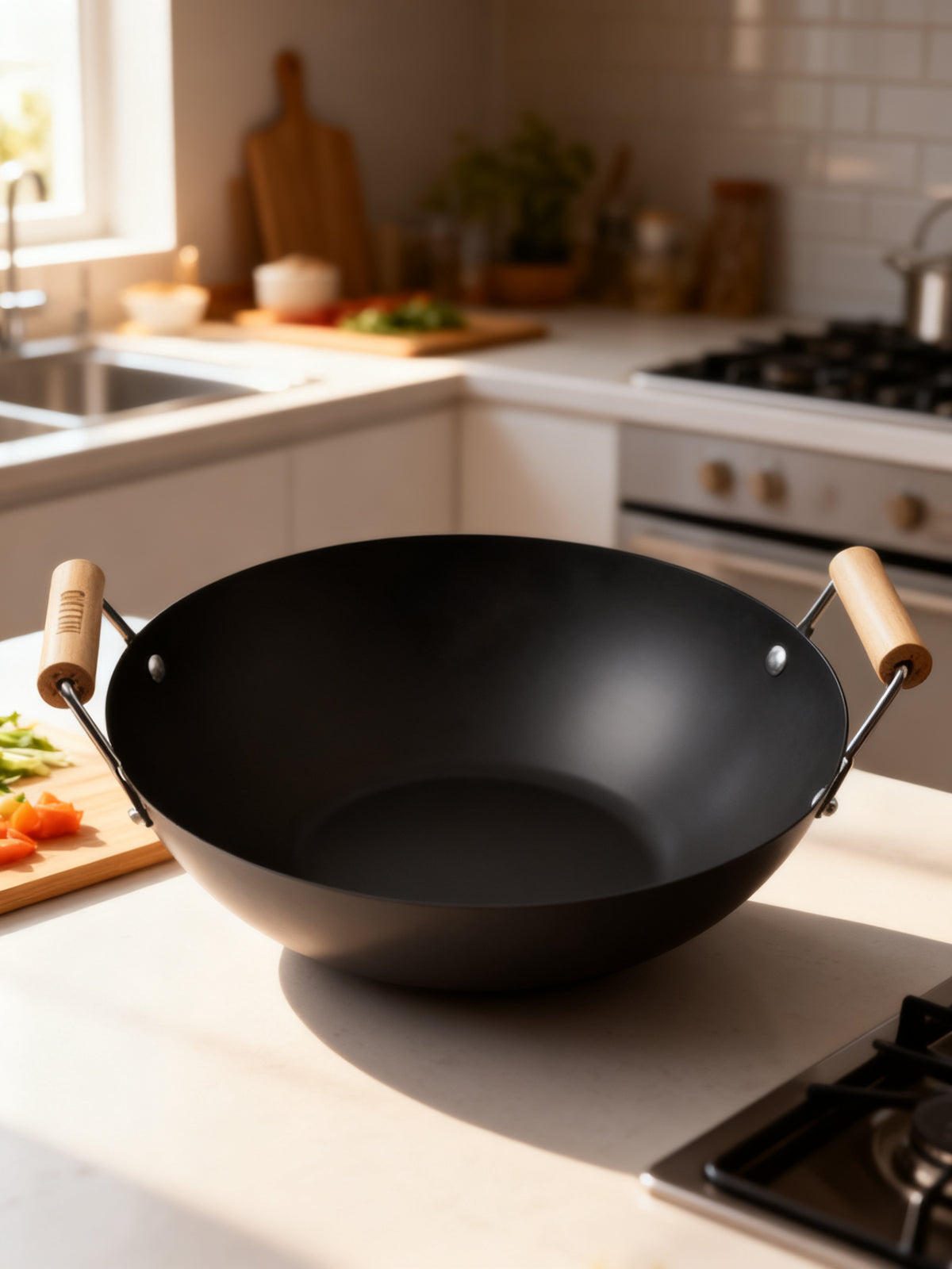 QUTTIN Wok 30cm con 2 Asas de Madera