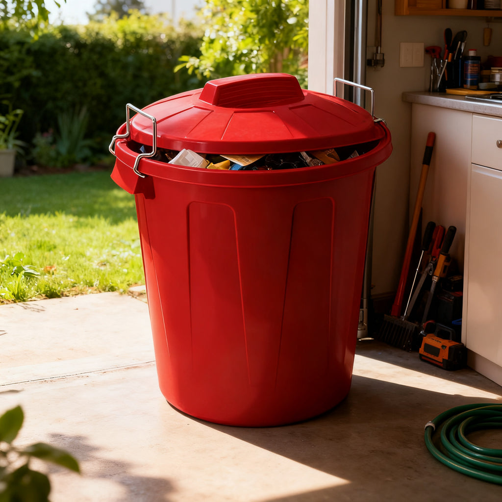 Cubo Basura Redondo Nº2 21L Asas Metal Rojo
