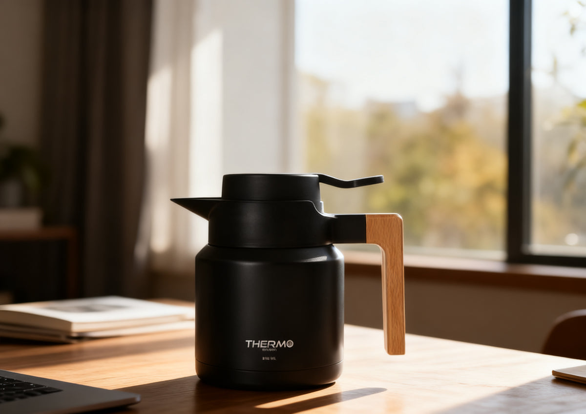 Jarra Termo Acero Madera 850ml THERMOSPORT