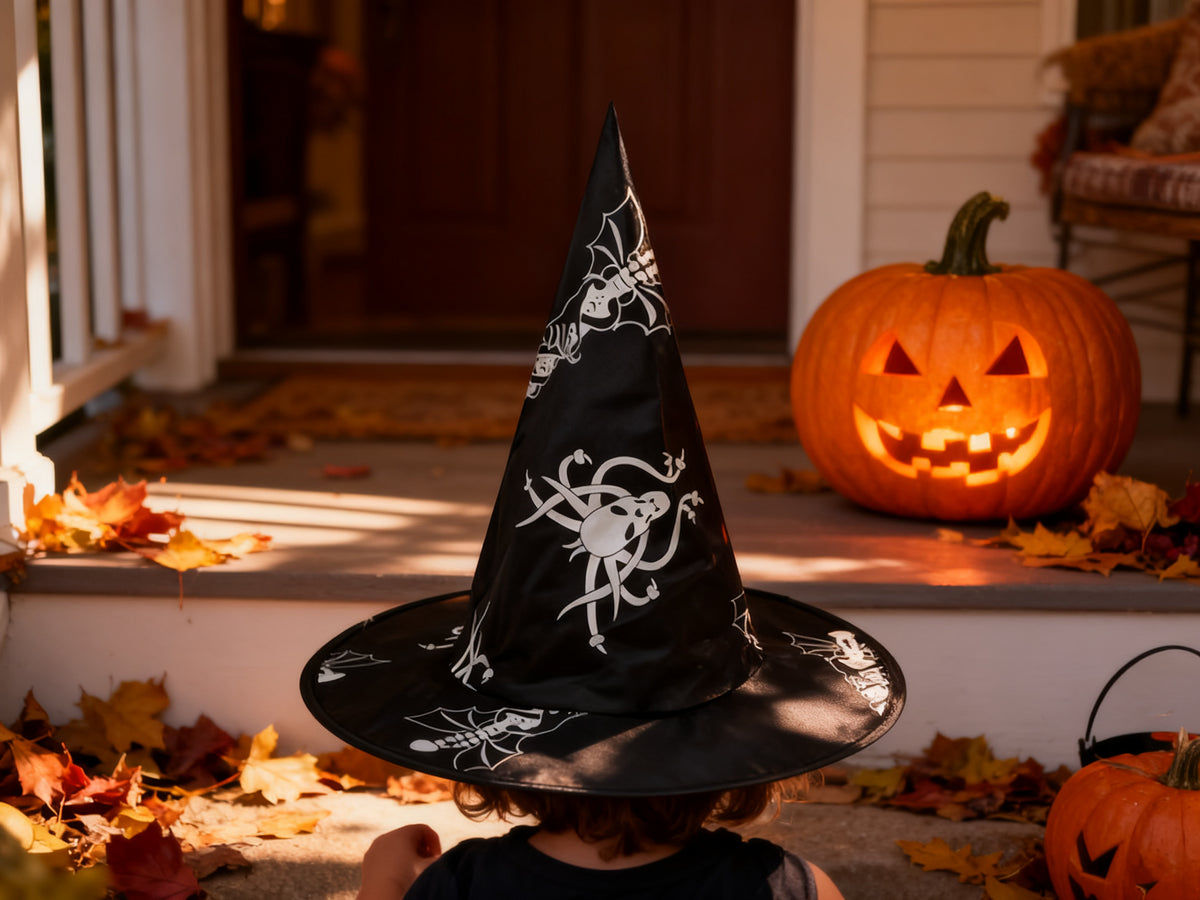 SOMBRERO TRIANGULAR HALLOWEEN DOBLE CAPA 1PC