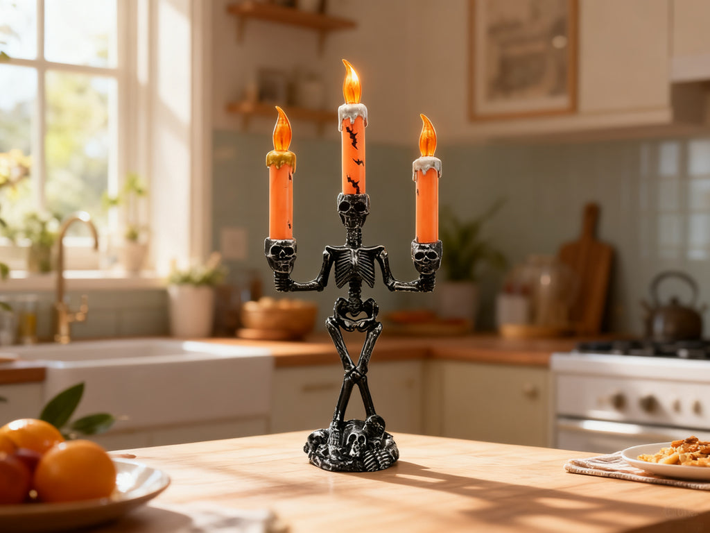 Lámpara de Calavera con Tres Velas para Halloween