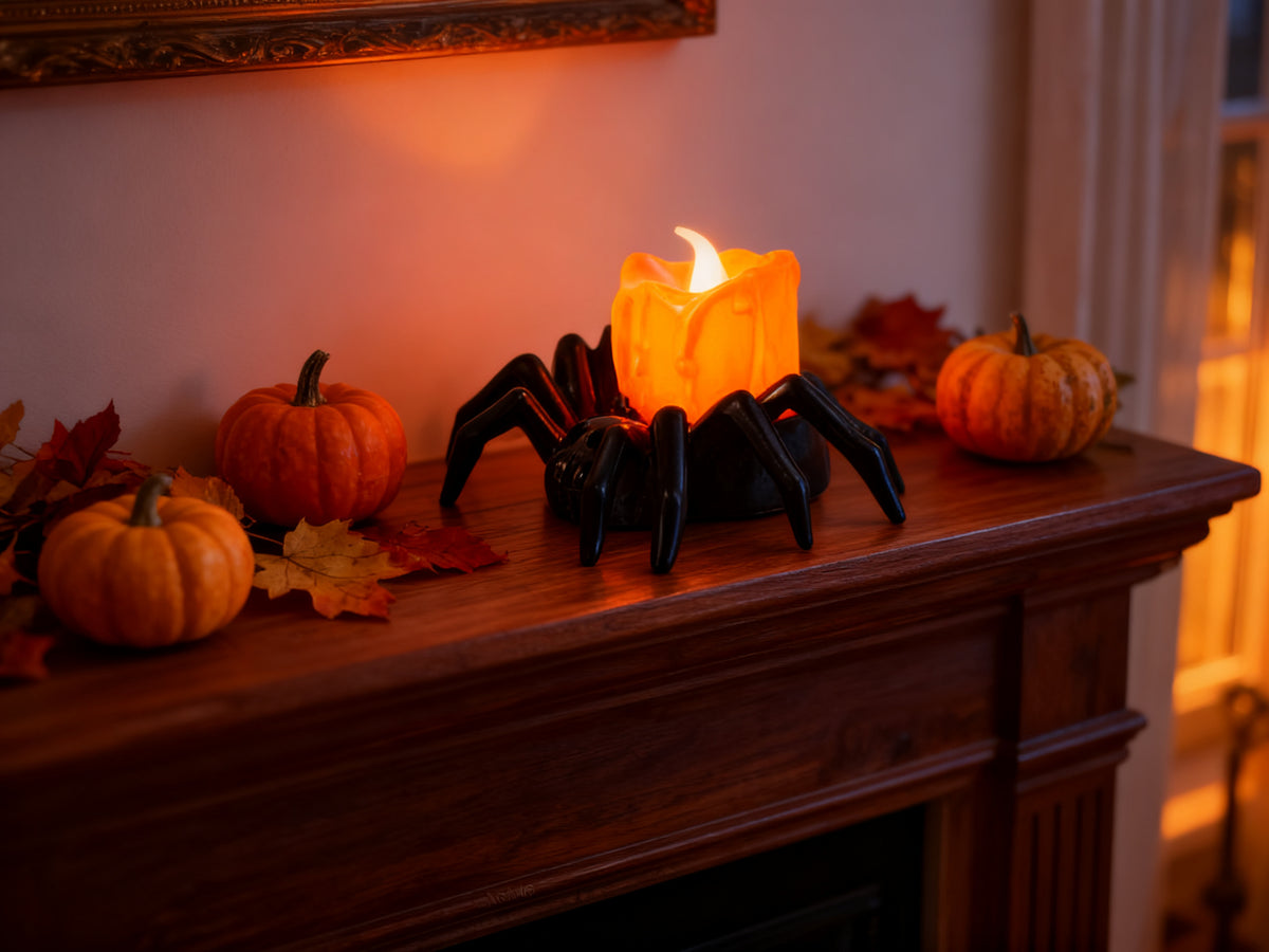 LINTERNA DE VELA DE ARAÑA DE HALLOWEEN