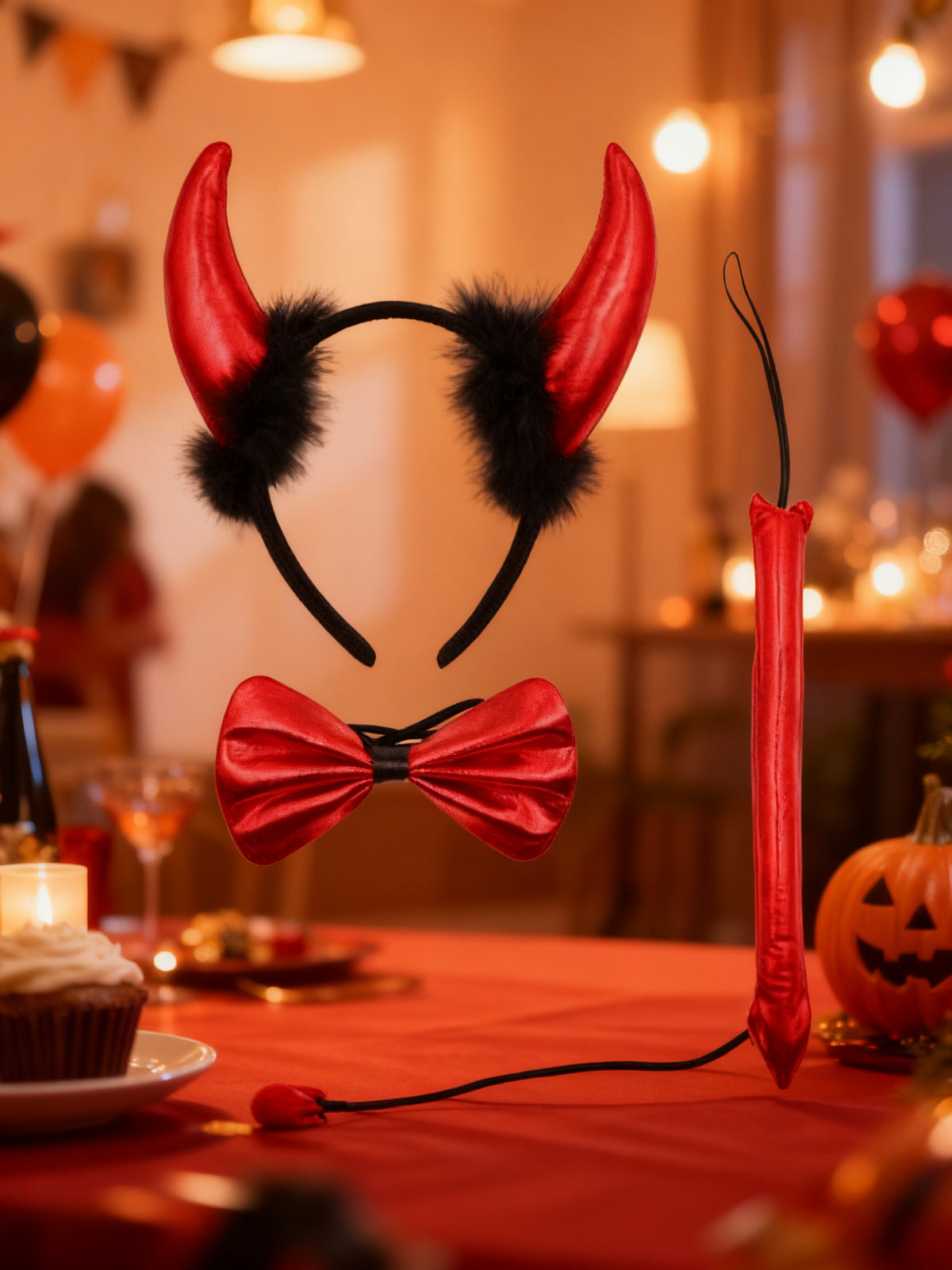Set de Accesorios Halloween: Lazo, Diadema y Cola