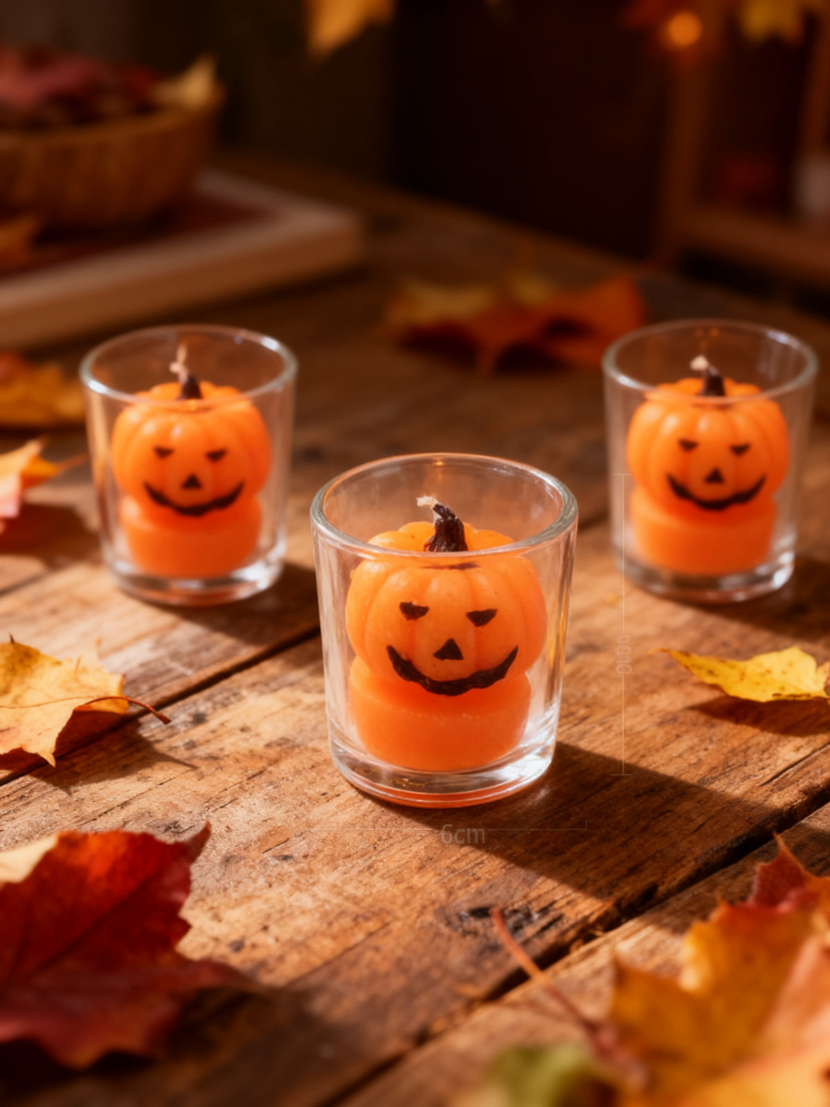 Vela de Calabaza Sonriente en Vaso