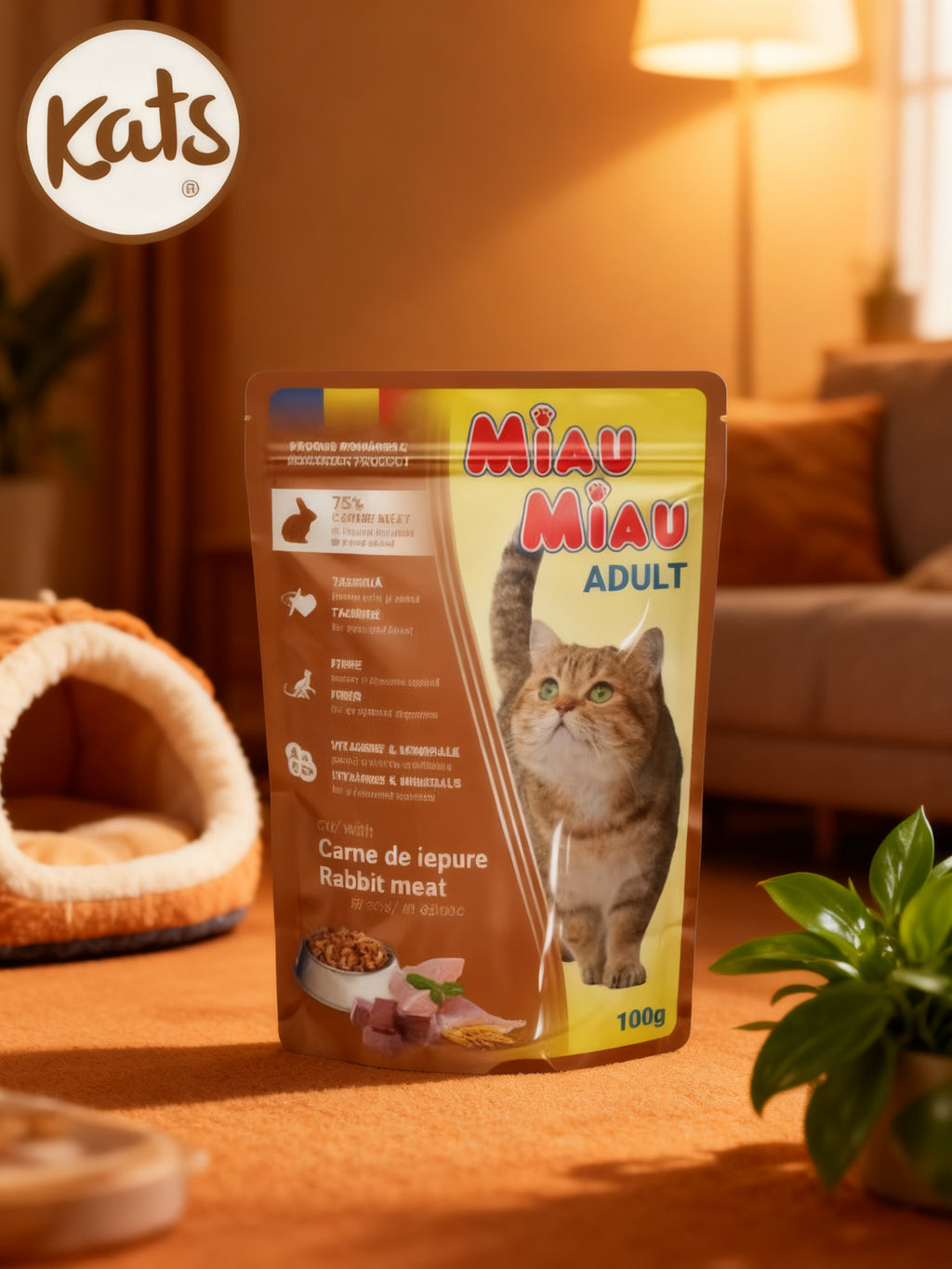 KATS Sachet Comida para Gatos Adulto Conejo en Salsa 100g