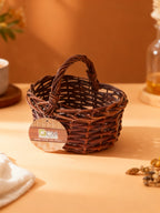 Cesta Mimbre Ovalada Caoba con Asa