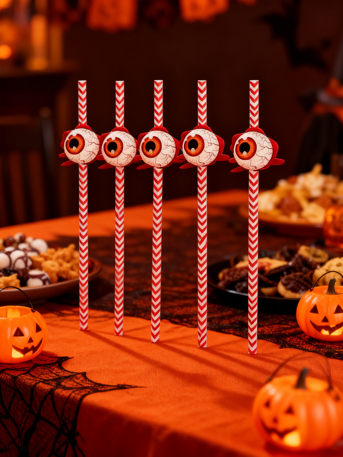 Pajillas de Halloween con Decoración de Ojos (6 piezas)