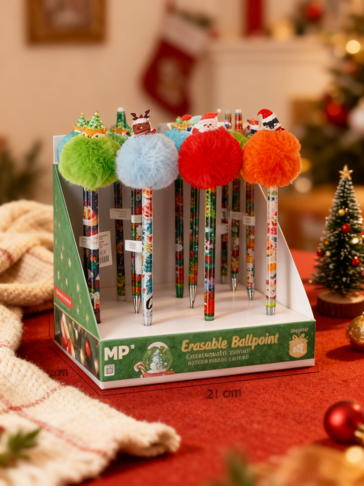 BOLIGRAFO BORRABLE POMPOM NAVIDEÑO
