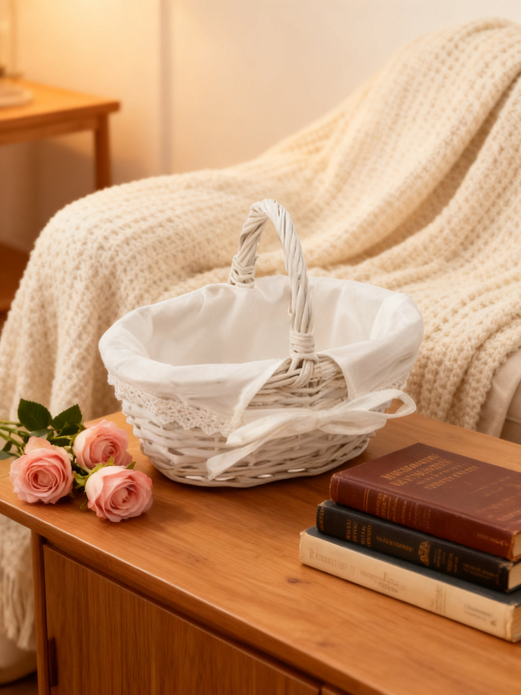 Cesta Mimbre Oval Mini con Asa
