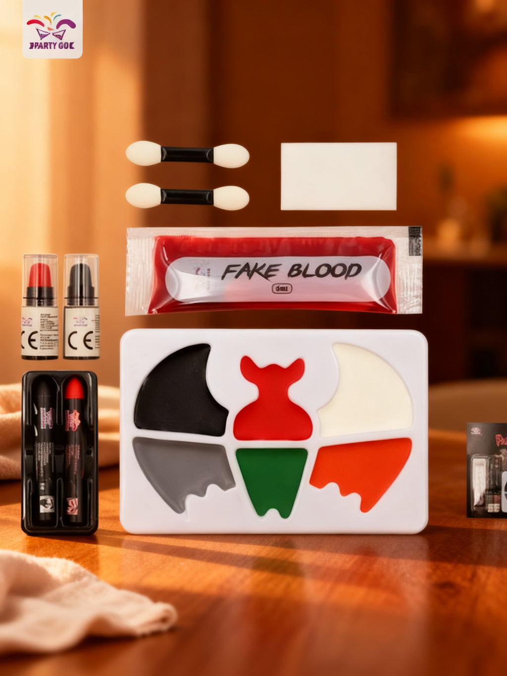 Set de Maquillaje: Sangre Falsa, Murciélago, 6 Colores