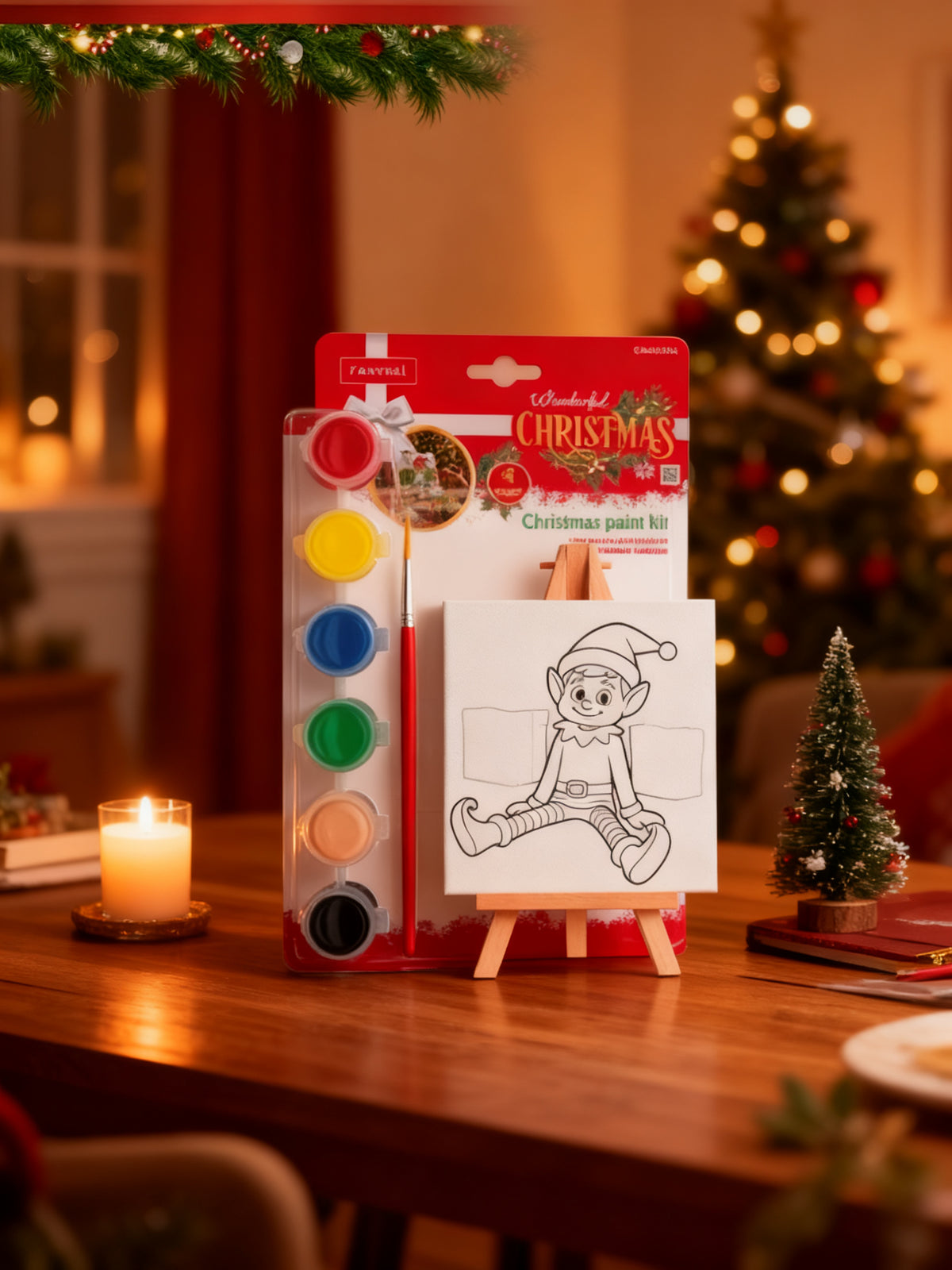 Caballete y Lienzo para Colorear Navideño