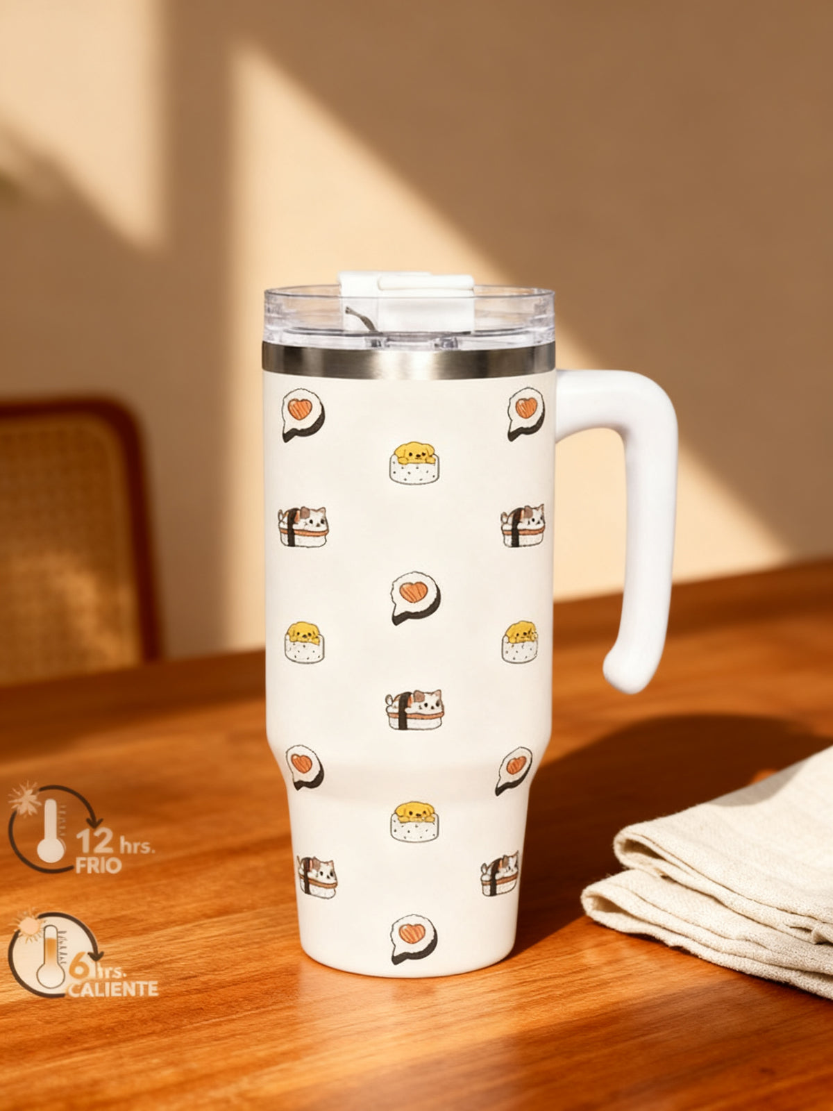 Mug Térmico 600ml Sushi Animales