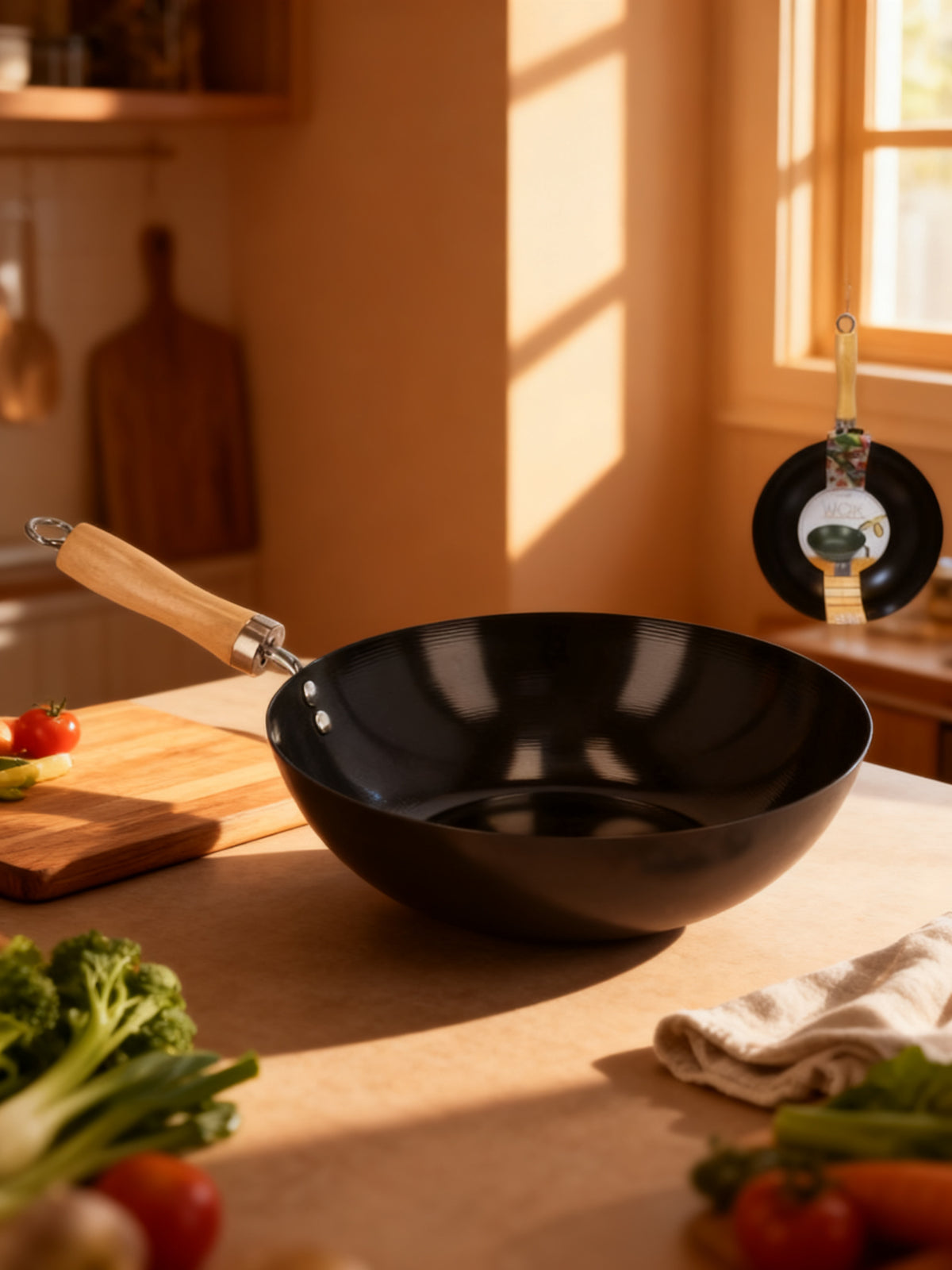 Wok 28cm con mango de madera
