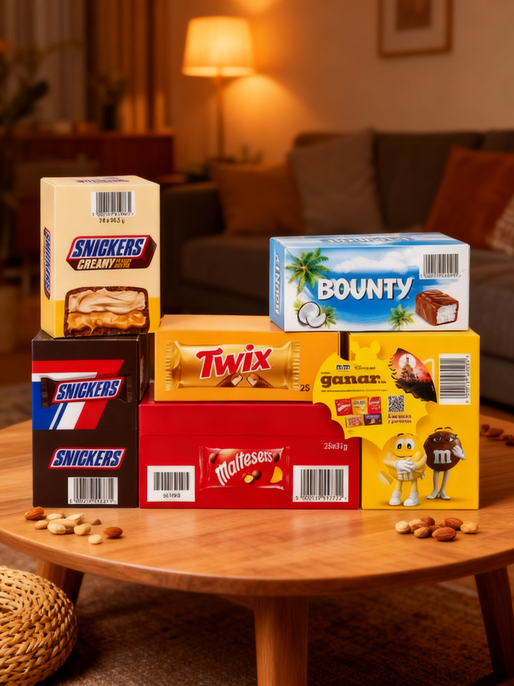 LOTE 4+2 TWIX SNICKER CREAM M&M MALTESER BOUNTY