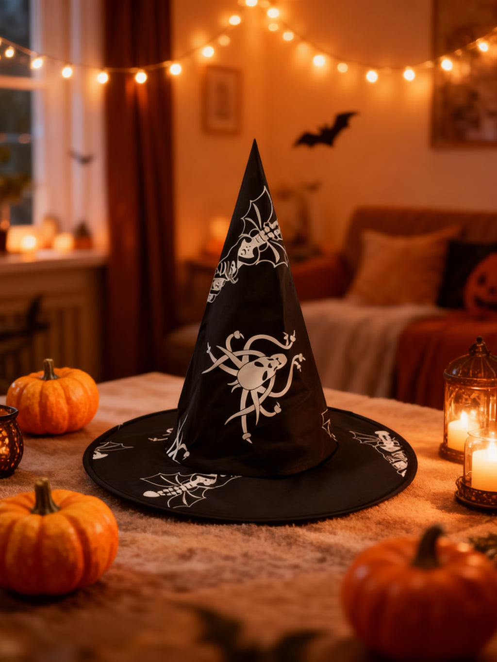 SOMBRERO TRIANGULAR HALLOWEEN DOBLE CAPA 1PC