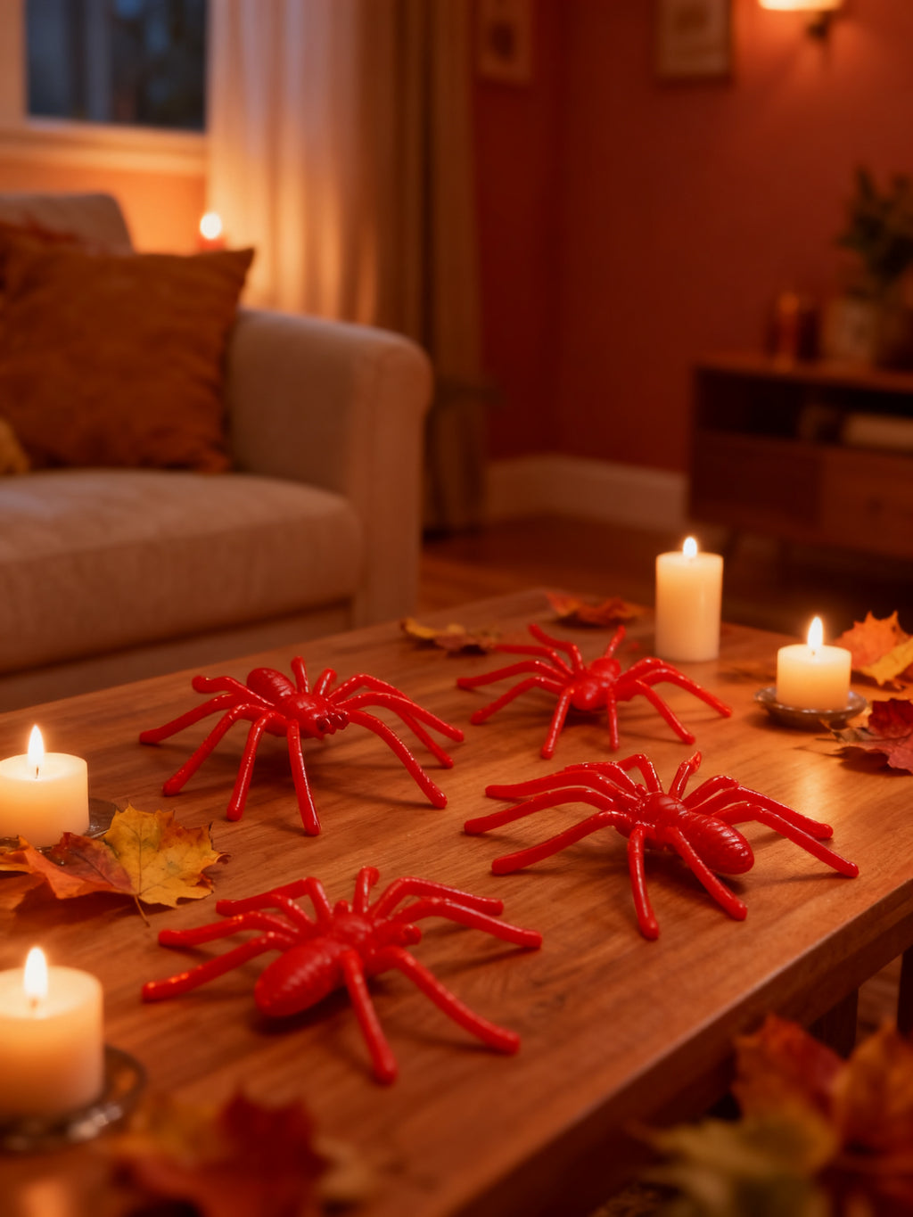 Decoración de Arañas Rojas para Halloween 15 Piezas