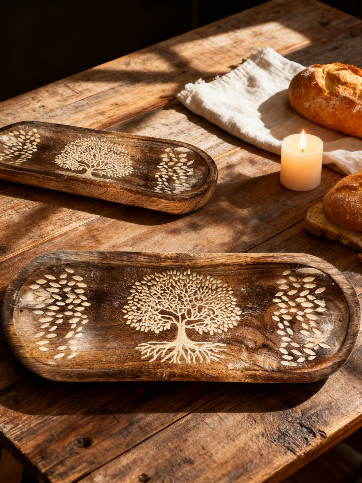 Soporte Incienso de Madera con Diseño Árbol de la Vida