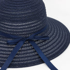 Sombrero de Paja Azul con Lazo — Ala ancha para el sol de playa, el campo y los días largos al aire libre