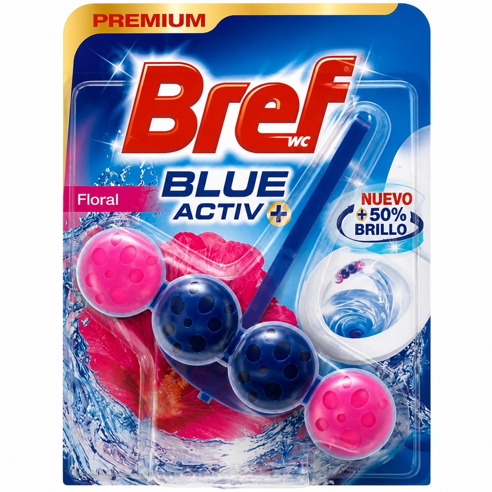 Limpiador para Inodoro Bref Blue Activ+ | Aroma Floral, +50% Brillo | Depósito WC