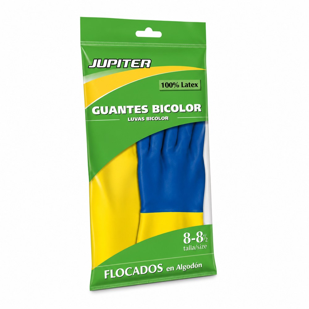Guantes de Limpieza Bicolor Jupiter | 100% Látex | Talla 8-8½ | Hogar y Profesional