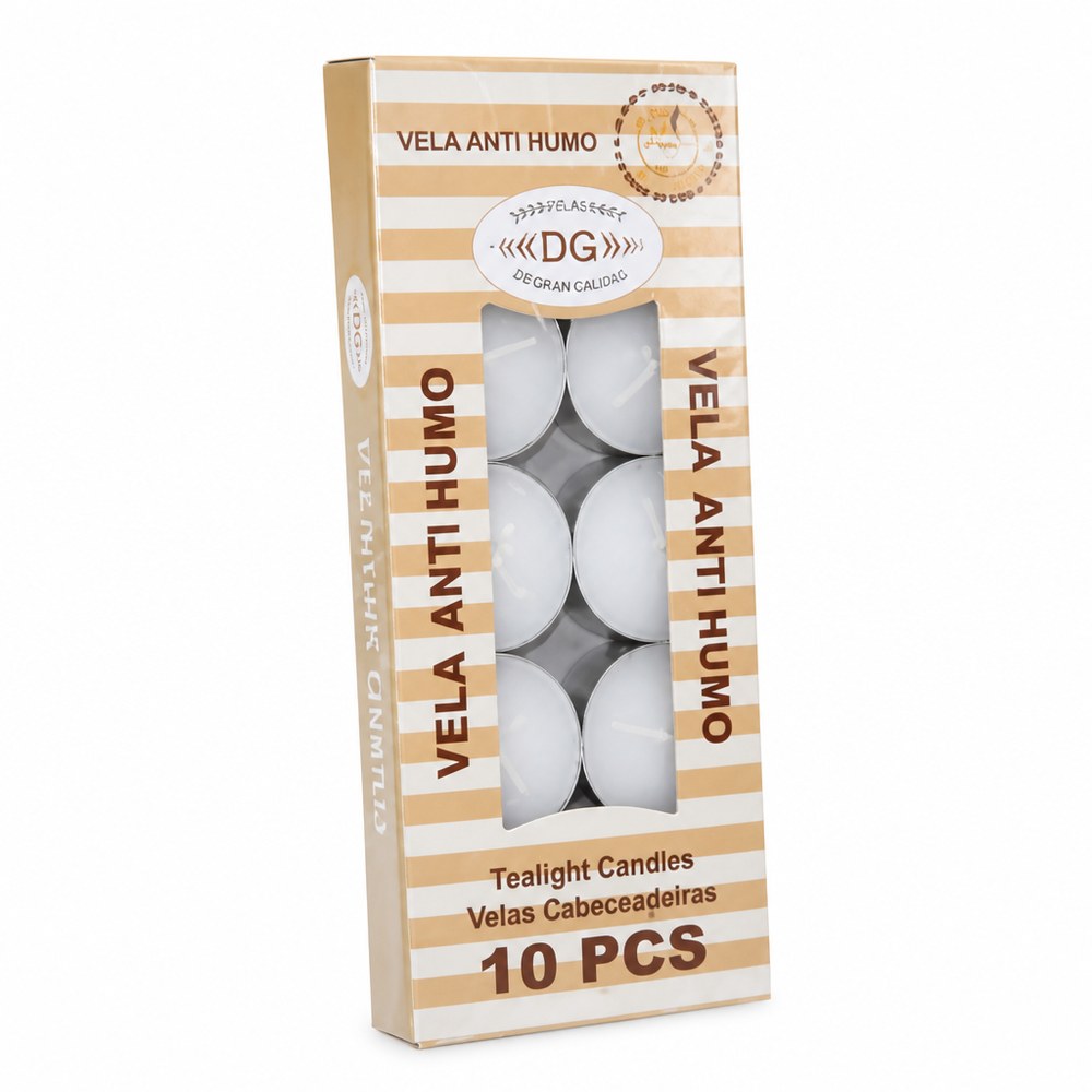 Velas Pequeñas Anti Humo | Pack 10 Pcs | Decoración y Ambiente | Combustión Suave