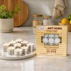Velas Pequeñas Anti Humo | Pack 50 Pcs | Calentar Platos | Fiestas y Celebraciones