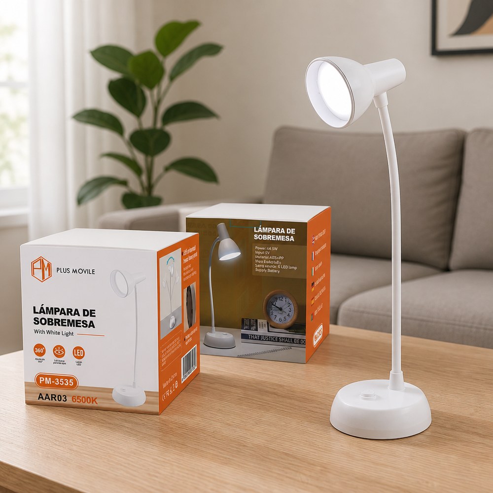 Lámpara de Mesa Blanca | Diseño Minimalista | Escritorio y Mesilla