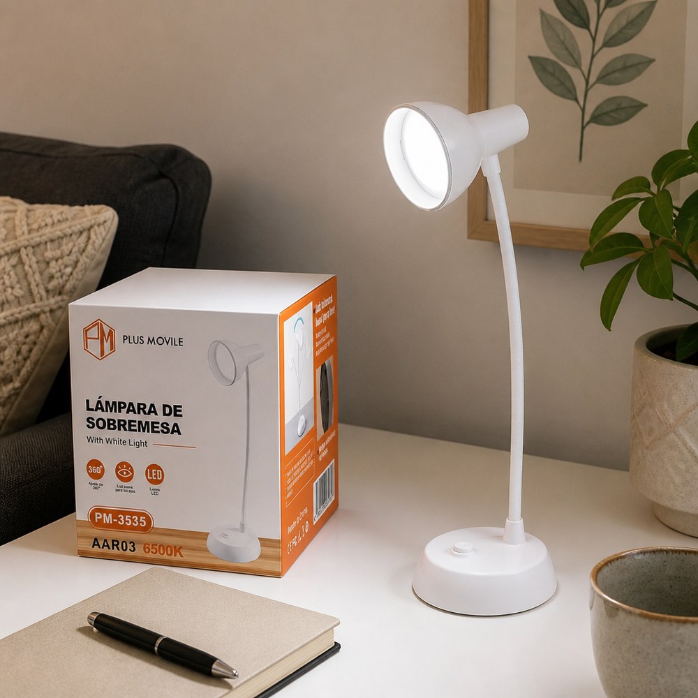 Lámpara de Mesa Blanca | Diseño Minimalista | Escritorio y Mesilla