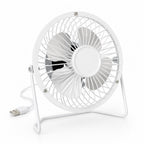 Ventilador de Mesa Mini USB Blanco | 4 Aspas Aluminio | Giratorio 180°